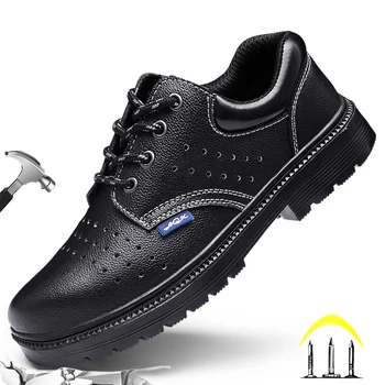 Dian Şen Nefes Siyah Deri Platformu Çizme Yalıtımlı Erkek güvenlik ayakkabıları Kaymaz Çelik burun Anti-Smash iş ayakkabısı
