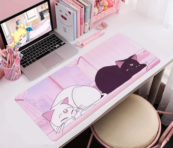 Dizüstü Mousepad sevimli, Kawaii anime kediler masa matı, XXL genişletilmiş oyun sümen, Yüksek Kaliteli Pembe anime fare altlığı Oyun klavyesi