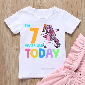Doğum günü Kostümleri 7 Yaşında Komik Çocuk T Shirt Çocuklar için Mutlu Doğum Günü Tshirt Yaz Moda erkek/kız T-shirtleri