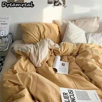 Dreamreal Ins tarz yatak takımı Seti Basit Çift Kraliçe Düz Levha Nevresim Yastık Kılıfı Yumuşak Mikrofiber Ev Tekstili yatak çarşafları