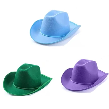 Düz Cowgirl Şapka Düz kovboy şapkaları Süslemek İçin Kadınlar İçin Bekarlığa Veda Partisi Şapka Keçe kovboy şapkası Ayarlanabilir İpli