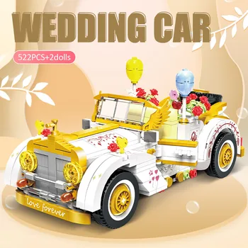 Düğün Araba Yapı Blok Seti Romantik Teklif Evlilik Modeli Dıy Tuğla Kiti Hediye Kız Arkadaşı için Kız Süs Dekor