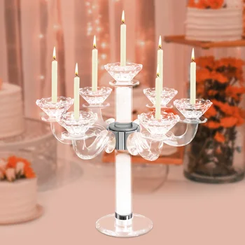 Düğün Yemek Masası için 7 kol Kristal Mumluklar cam Şamdanlar Şamdan