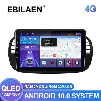 EBILAEN QLED Araba Radyo Multimedya Oynatıcı FİAT 500 2007-2015 İçin Carplay Android otomatik GPS navigasyon başkanı Ünitesi Stereo 4G WİFİ