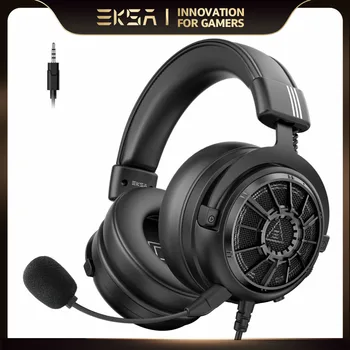EKSA E5000 Kablolu Kulaklık Oyun 3.5 mm 3D Stereo Surround oyun kulaklıkları PC / PS4 / PS5 / Xbox Mikrofon ile Aşırı Kulak Kulaklık