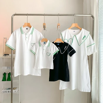 Ebeveyn-çocuk Koordineli Giyim Aile Eşleştirme Giyim Gibi Anne Gibi Kızı Elbise Kore Kadın Elbiseler Baba Oğul T Shirt