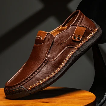 El yapımı Deri Rahat Erkekler yumuşak ayakkabı Tasarım Sneakers Adam Rahat deri ayakkabı erkek mokasen ayakkabıları Sıcak Satış Moccasins sürüş Ayakkabısı