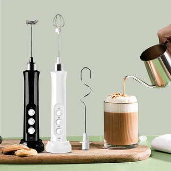 Elektrikli Köpük Karıştırıcı Çırpma Çırpıcı Karıştırıcı 3 Vitesli Kahve sütlü içecek Köpürtücü USB Şarj Edilebilir El gıda karıştırıcı Çırpma Teli