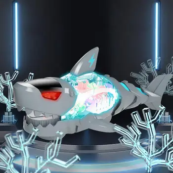 Elektrikli şeffaf dişli köpekbalığı oyuncaklar ışıkları ve ses ile akülü Mini sevimli makine Pet oyuncak çocuk doğum günü hediyeleri için
