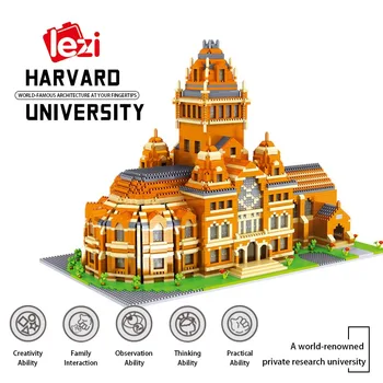 Elmas Mimari Modeli Yapı Taşları ABD Harvard Üniversitesi Sokak Görünümü DIY Mini Tuğla çocuk oyuncağı Hediye LEZİ Koleksiyonu