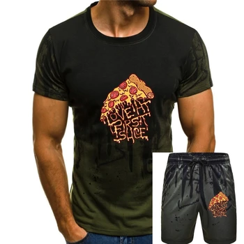 Erkek Yaz Tees AŞK İLK DİLİM Pizza T-Shirt Vegan Gıda Görüntü Tshirt Gençlik Slayer 3XL Stephen King Beyaz Tees Tops