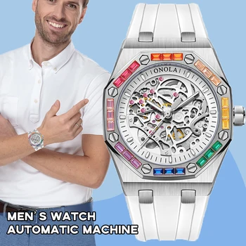 Erkek saati Otomatik mekanik saatler Elmas Ayarı Silikon saat kayışı 3bar Su Geçirmez Lüks kadın İzle Ücretsiz Kargo