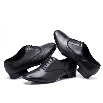 Erkekler Dans Ayakkabıları Latin Balo Salonu Dans Ayakkabıları Modern Kapalı Ayakkabı Erkekler Tango Ayakkabıları Dans Sneaker Erkek Deri Siyah Artı Boyutu