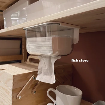 Ev basit şeffaf duvara monte doku kutusu, banyo mutfak delik açmadan, su geçirmez depolama