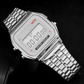 F91W LED Dijital İzle Moda Kadın Saatler Çelik İzle Erkekler İş Saati Çok Fonksiyonlu Spor kol saati elektronik saat