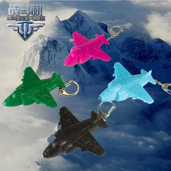 FEDEX tarafından ÜCRETSİZ KARGO 100 adet/grup 2014 Yeni 3D LED Savaş Uçağı El Feneri Anahtarlık Ses Savaş Uçağı Anahtarlık