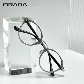 FIRADA Moda Lüks Gözlük Kadın Retro Yuvarlak Titanyum Gözlük Miyopi Optik Reçete Gözlük Çerçevesi Erkekler İçin 923 KIRILGAN