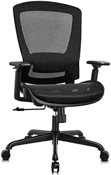 Fileli ofis koltuğu, Ergonomik Bilgisayar Masası Sandalye, Sağlam Yüksek Geri büro sandalyesi Ayarlanabilir Bel Desteği ve Kol Dayama, Eğim Fonksiyonu