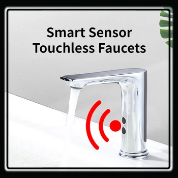 Fotoselli Sensör Musluk Akıllı mutfak lavabo mikseri Kızılötesi Sensör Pirinç Havzası Musluk Yüksek teknoloji Banyo Musluk Vanity Otomatik Musluk