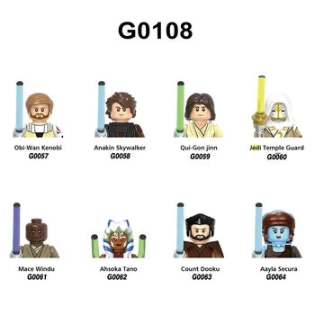 G0108 Yapı Taşları 8 adet / takım Jedi Tapınağı Guard Tuğla Aayla Secura Şekil Obi-Wan Kenobi Anakin Skywalker mini Montaj Oyuncaklar