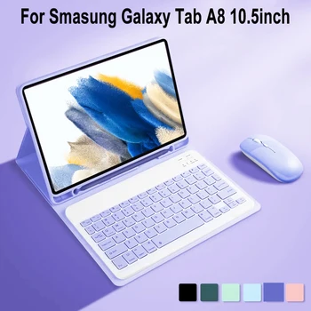 Galaxy Tab için A8 10.5 İnç Kılıf ile Klavye Fare, ayrılabilir Klavye Kapak Samsung Tab için A8 2021/2022 SM-X200 X205 X207