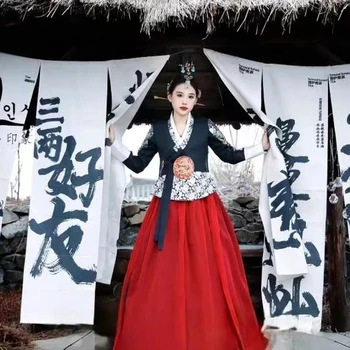 Geleneksel Kore düğün elbisesi Kadın Kore Elbise yetişkin Elbise Geliştirilmiş Kore Mahkemesi Halk Kostüm Ulusal Dans Elbise Hanbok 한복