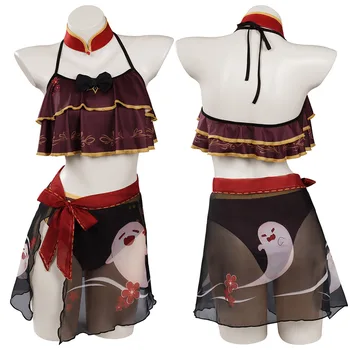 Genshin Darbe HUTAO Cosplay Kostüm Mayo Kıyafetler Cadılar Bayramı Karnaval Elbise