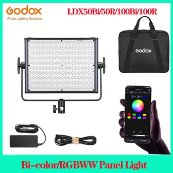 Godox LDX50Bı/50R / 100Bı / 100R Bi-renk / RGBWW panel aydınlatma Dinamik Renk Seçenekleri Uzaktan Kumanda Fotoğrafçılığı Lambası Canlı Yayın İçin