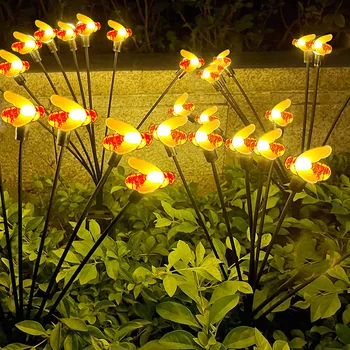 Güneş ışıkları açık yeni güneş arı ışıkları Firefly sallanan ışık su geçirmez dekoratif ışık Yard Patio yolu dekorasyon