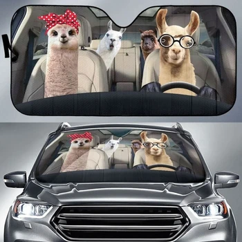 Güzel Lama Desen Cam Güneş Gölge Araba UV ve ısı Araba Aksesuarları Evrensel araç ön camı Kapakları yeni