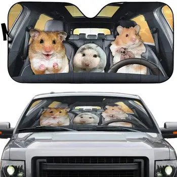 Güzel hamster aile desen Araba aksesuarları evrensel araç ön camı UV ve ısı araba güneş gölge ön cam için