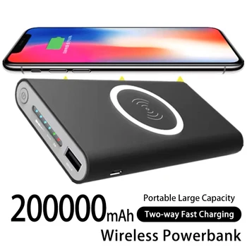 Güç Bankası 200000mAh Kablosuz İki yönlü Hızlı Şarj Powerbank Taşınabilir Yüksek Kapasiteli Harici Pil Şarj Cihazı iPhone 14 13
