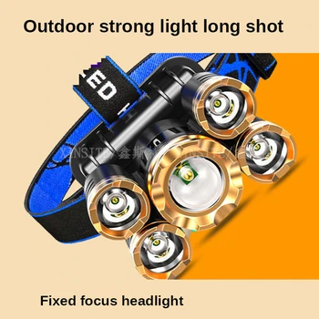 Güçlü ışık uzun atış far kafa monte kask madenci lambası büyük kalibreli şarj edilebilir LED acil balıkçılık far
