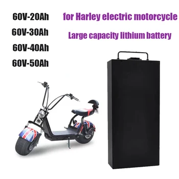 Harley Elektrikli Araba Lityum Pil Su Geçirmez 18650 Pil 60V 50Ah İki Tekerlekli Katlanabilir Citycoco Elektrikli Scooter Bisiklet