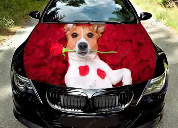 Hayvan Jack Russell Terrier Araba Kaput Vinil süslü çıkartmalar kaplama vinil film Motor Kapağı Çıkartmaları Sticker Araba Kaput Kapağı çıkartma filmi
