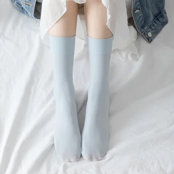 Hediye Moda Rahat Düz Renk Japon Yaz Elastik pamuklu çorap Kore Tarzı Buzağı Çorap Kadın İnce Çorap