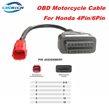 Honda için 4pin Honda 6Pin OBD Motosiklet Kablosu 16Pin Fiş Kablosu Teşhis Kablosu 4Pin 6pin To OBD2 16pin Yamaha/Kawasaki İçin