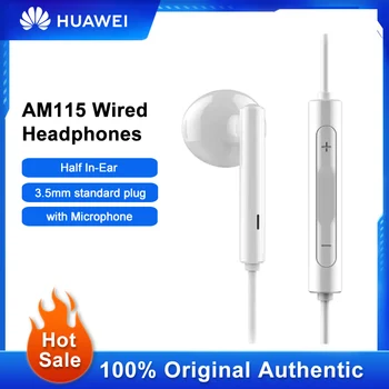 Huawei AM115 Kablolu Kulaklıklar 3.5 mm Yarım Kulak İçi Kulaklık Ses Ağır Subwoofer Sürücü Stereo Spor mikrofonlu kulaklık