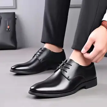 Ilkbahar ve Sonbahar İngiliz Eğlence İş Elbise deri ayakkabı erkek ayakkabıları İç Yükseltilmiş Tek Ayakkabı rahat ayakkabılar Takım Elbise