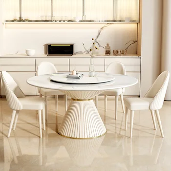 Iskandinav Minimalist yemek masası Yuvarlak Oturma Zarif Modern yemek masası Pikaplar Beyaz Set Sala Da Pranzo Ev Mobilyaları