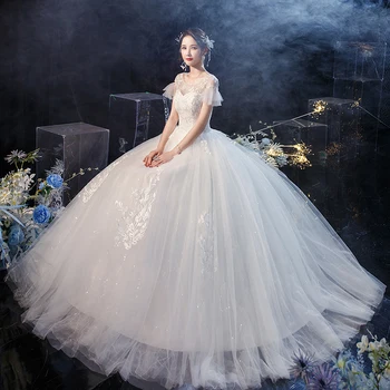 Işık düğün elbisesi Gelin Yeni Rüya Gibi Artı Boyutu düğün elbisesi es Vestidos De Novia Lace Up balo elbisesi