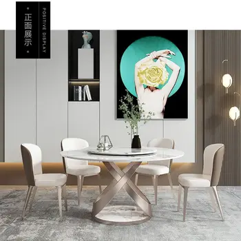 Işık lüks kaya kayrak yemek masası ve sandalyeler kombinasyon modelleri yemek masası oval basit modern oturma odası ev yemek masası