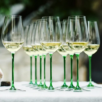 JINYOUJIA-Renkli Saplı El Yapımı şampanya kadehi, şampanya kadehi, Avusturya RİEDEL Tarzı, Zümrüt Yeşili, Lüks şarap bardağı