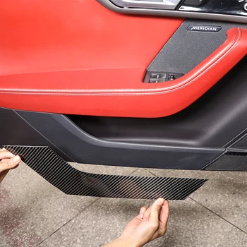 Jaguar F-TYPE için f tipi 2013-22 Araba İç Kapı panel dekorasyon Çıkartmaları Yumuşak Karbon Fiber Kapı tekme koruma aksesuarları