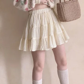 Japon Y2k Kız Kawaii Bir Çizgi Etek Kadın Yaz 2023 Kore Moda Tiki Sevimli Lolita Mini Pilili Yüksek Bel Okul