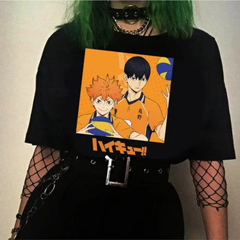 Japon animesi Haikyuu Karasuno T Shirt Erkek Harajuku Grafik Tees Kawaii Kısa kollu Gömlek Unisex