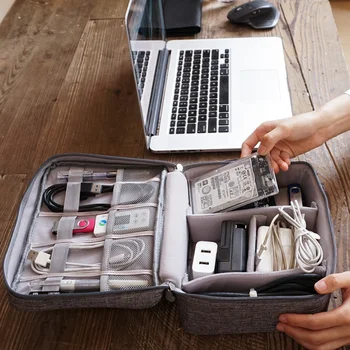 Kablo saklama çantası Su Geçirmez Dijital Elektronik Organizatör Taşınabilir USB Veri Hattı Şarj Fişi saklama çantası Seyahat kablo düzenleyici