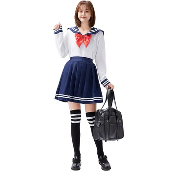 Kadın Donanma Denizci Cosplay Kostüm Japon okul üniforması Kızlar Sınıf Donanma Denizci Üniformaları Öğrencileri Giysi Anime Cosplay