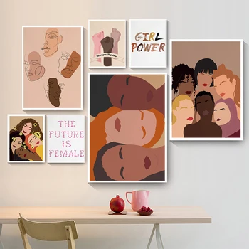 Kadın Güç El duvar sanatı tuval yağlıboya Feminist İskandinav Poster Sanat Baskılar Resimleri için Oturma Odası Dekorasyon