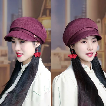 Kadın Kısa Ağız Bere Şapka Katlanabilir Kış Kulaklığı vizör kapağı Bayanlar Düz Renk Yaz Sonbahar Düz Şapka Günlük Giyim